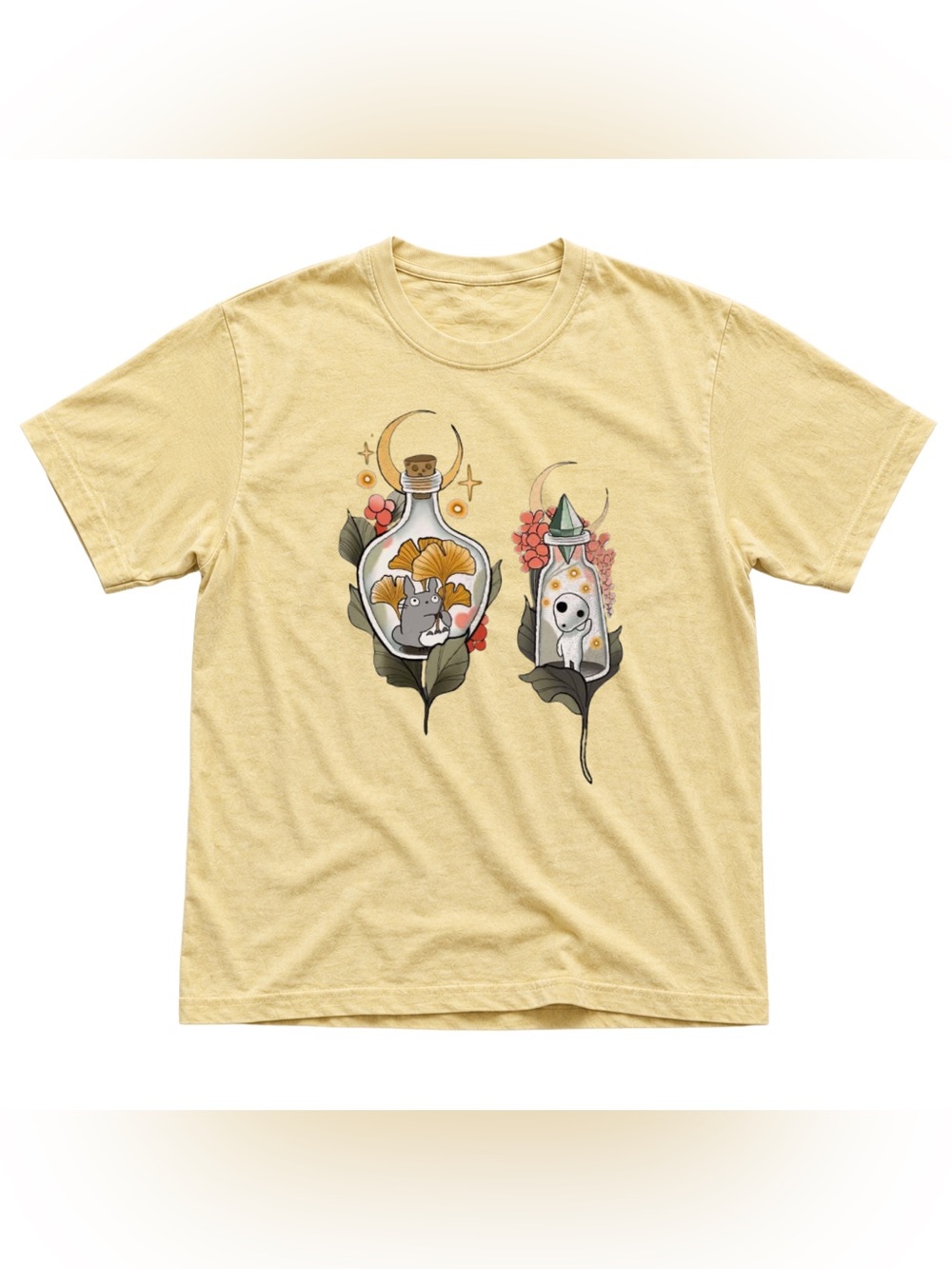Yellowhaze Cat-Themed Graphic Tee with Bottle Design